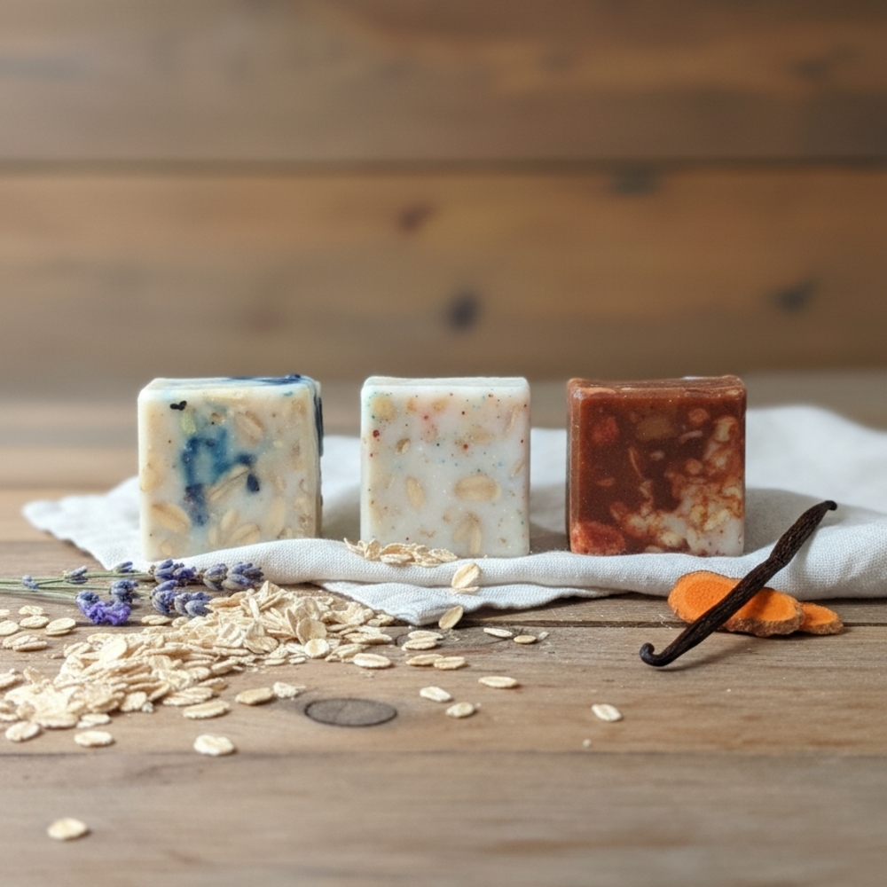 Natural Kids Soap Set - Blue, Cream, Brown